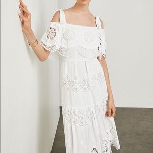 BCBGMAXAZRIA Women's Cold Shoulder Eyelet  Dress